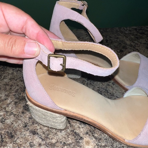SOLUDOS Capri Block-Heel Raffia & Pink Suede Sandals Size 9. - Picture 5 of 12